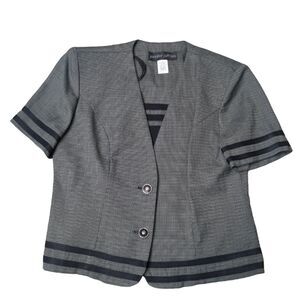 Vintage Jennifer Jeffries Gray Suit Jacket Blazer Size 10 Short Sleeve Dickey